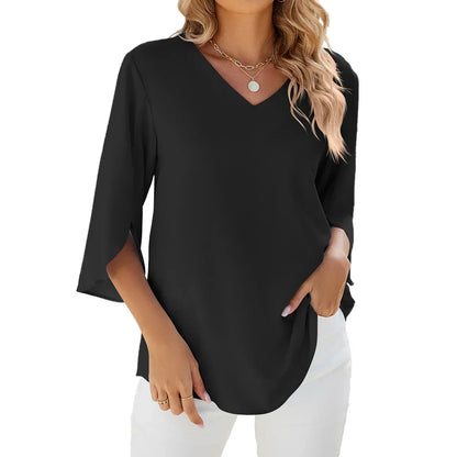 Jadzia Relaxed V-Neck Blouse